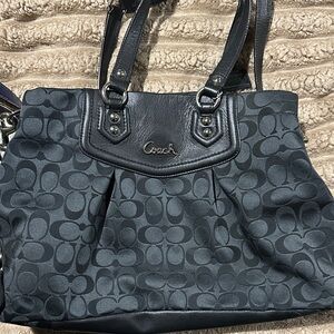 Coach Black Signature Canvas Tote Shoulder Bag
